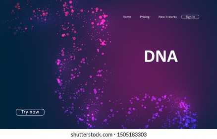 Landing page for a website about DNA structure. Science template for your design