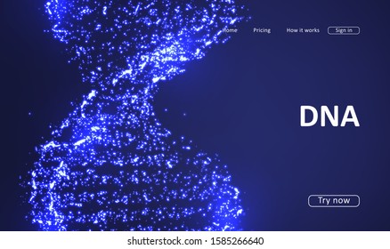 Landing page for a website about DNA structure. Science template for your design