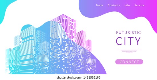 Landing page for a website about futuristic city. Graphic concept for your design