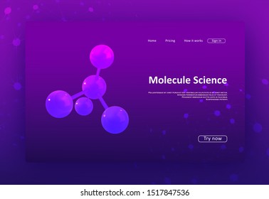 Landing page for a website about science with molecules. Graphic concept for your design