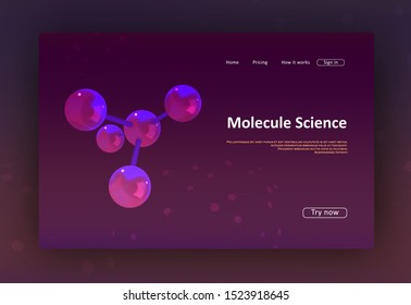 Landing page for a website about science with molecules. Graphic concept for your design