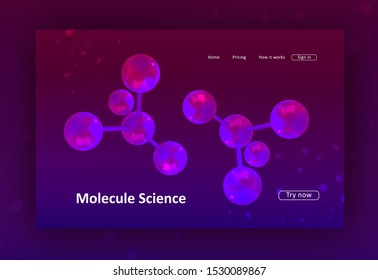 Landing page for a website about science with molecules. Graphic concept for your design