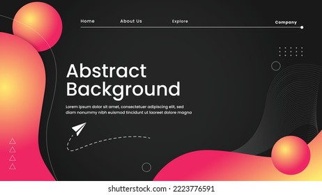 landing page website with abstract background black yellow pink gradation

