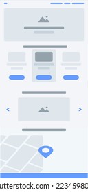Plantilla de diseño del sitio web de la página de aterrizaje para el turismo. Una página de wireframe. Diseño moderno y plano. Plantilla de sitio web Ux ui. Concepto de diseño de mordazas para el desarrollo.
