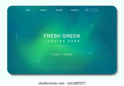 landing page for website with green gradient