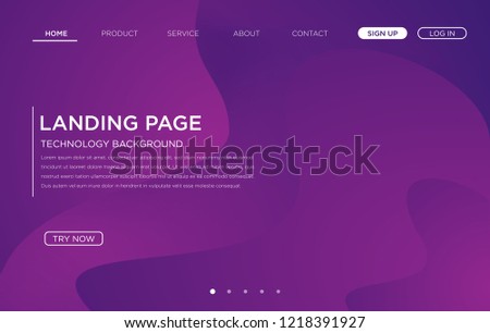 landing page website layout template design with abstract motion shape and modern concept, vector eps 10
