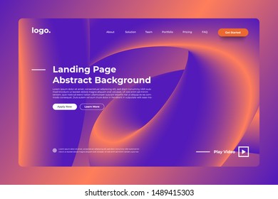 Landing page website mockup abstract background. Vivid bright gradient freeform like fluid. Concept dynamic graphic shape. Vector illustrate.