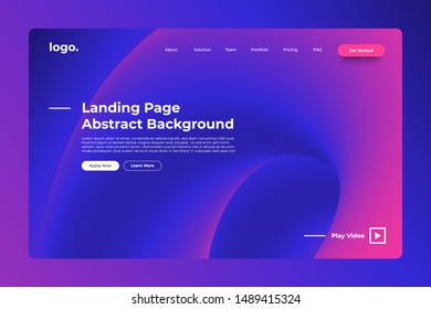 Landing page website mockup abstract background. Vivid bright gradient freeform like fluid. Concept dynamic graphic shape. Vector illustrate.