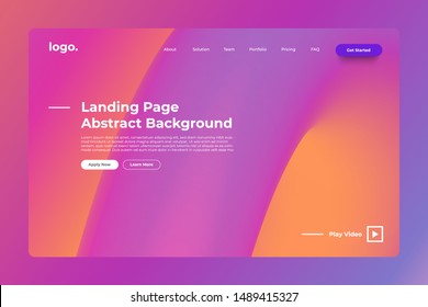 Landing page website mockup abstract background. Vivid bright gradient freeform like fluid. Concept dynamic graphic shape. Vector illustrate.