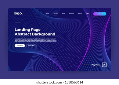 Landing page website mockup abstract background. Vivid bright gradient wave form. Concept dynamic graphic shape. Vector illustrate.