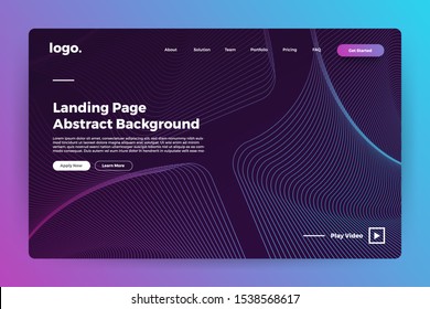 Landing page website mockup abstract background. Vivid bright gradient wave form. Concept dynamic graphic shape. Vector illustrate.