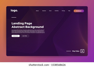 Landing page website mockup abstract background. Vivid bright gradient wave form. Concept dynamic graphic shape. Vector illustrate.