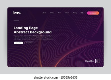 Landing page website mockup abstract background. Vivid bright gradient wave form. Concept dynamic graphic shape. Vector illustrate.