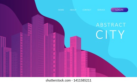 Landing page for a website on the Internet. Abstract city concept for your design