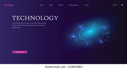 Landing page for a website related to technology, electronics, computers and telephones. Illustration in isometric.Futuristic concept. Vector illustration
