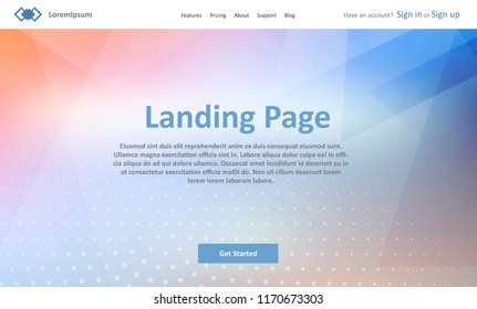 Plantilla del sitio web de la página de aterrizaje con diseño de polos abstracto de bajo nivel