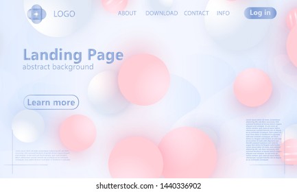 Landing page. Website template. Abstract background. Pink and white colors. Web design landing page. Vector illustration.