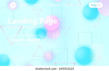 Landing page. Website template. Abstract background. Blue and pink colors. Web design landing page. Vector illustration.