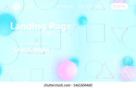 Landing page. Website template. Abstract background. Blue and pink colors. Web design landing page. Vector illustration.