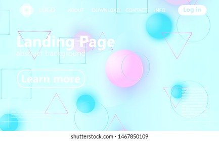 Landing page. Website template. Abstract background. Blue and pink colors. Web design landing page. Vector illustration.