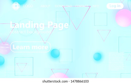 Landing page. Website template. Abstract background. Blue and pink colors. Web design landing page. Vector illustration.