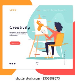 Landing page. Website Template. Creativity. Flat design vector illustration