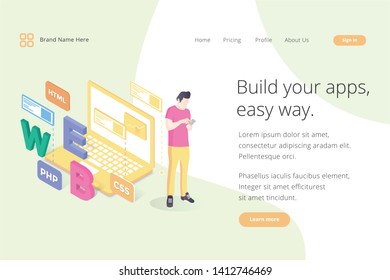 Landing page website template design. Modern flat design vector illustration concepts of web page design for website and mobile website development. Easy to edit and customize