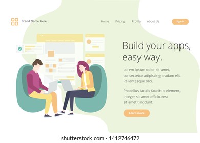 Landing page website template design. Modern flat design vector illustration concepts of web page design for website and mobile website development. Easy to edit and customize