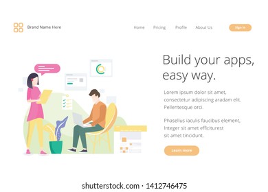 Landing page website template design. Modern flat design vector illustration concepts of web page design for website and mobile website development. Easy to edit and customize