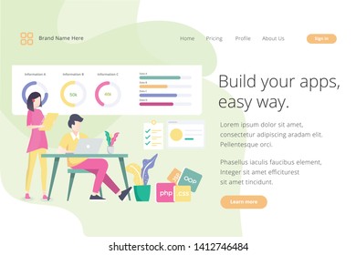 Landing page website template design. Modern flat design vector illustration concepts of web page design for website and mobile website development. Easy to edit and customize