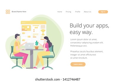 Landing page website template design. Modern flat design vector illustration concepts of web page design for website and mobile website development. Easy to edit and customize