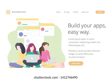 Landing page website template design. Modern flat design vector illustration concepts of web page design for website and mobile website development. Easy to edit and customize