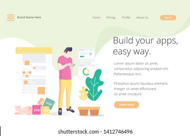 Landing page website template design. Modern flat design vector illustration concepts of web page design for website and mobile website development. Easy to edit and customize