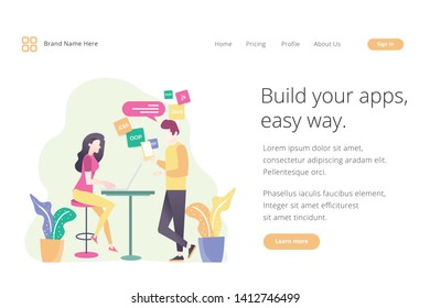 Landing page website template design. Modern flat design vector illustration concepts of web page design for website and mobile website development. Easy to edit and customize