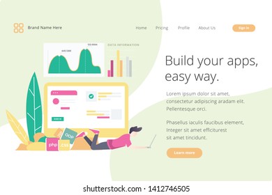 Landing page website template design. Modern flat design vector illustration concepts of web page design for website and mobile website development. Easy to edit and customize