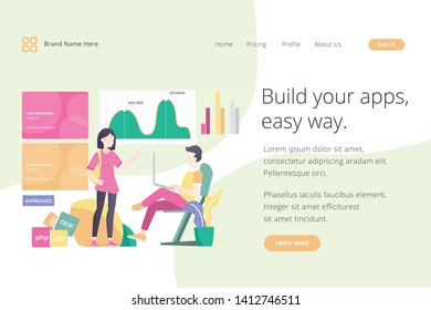 Landing page website template design. Modern flat design vector illustration concepts of web page design for website and mobile website development. Easy to edit and customize