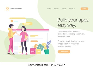 Landing page website template design. Modern flat design vector illustration concepts of web page design for website and mobile website development. Easy to edit and customize