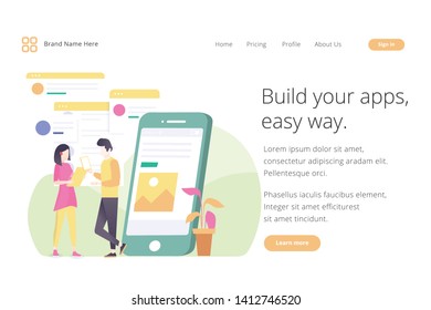 Landing page website template design. Modern flat design vector illustration concepts of web page design for website and mobile website development. Easy to edit and customize