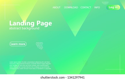 Landing page. Website template. Green abstract background. Web design landing page. Trendy gradient poster. Vector illustration.