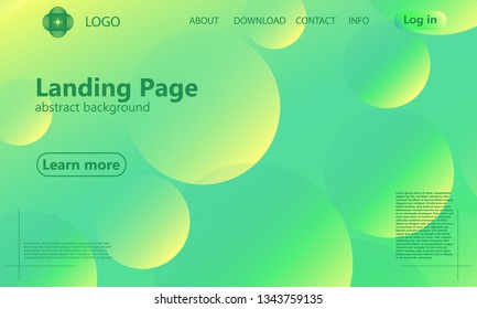 Landing page. Website template. Green abstract background. Web design landing page. Trendy gradient poster. Vector illustration.