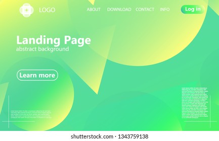 Landing page. Website template. Green abstract background. Web design landing page. Trendy gradient poster. Vector illustration.
