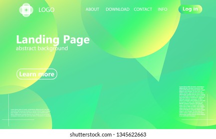 Landing page. Website template. Green abstract background. Web design landing page. Trendy gradient poster. Vector illustration.