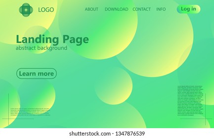 Landing page. Website template. Green abstract background. Web design landing page. Trendy gradient poster. Vector illustration.