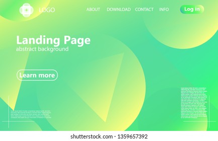 Landing page. Website template. Green abstract background. Web design landing page. Trendy gradient poster. Vector illustration.