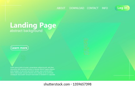 Landing page. Website template. Green abstract background. Web design landing page. Trendy gradient poster. Vector illustration.