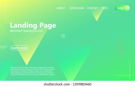 Landing page. Website template. Green abstract background. Web design landing page. Trendy gradient poster. Vector illustration.