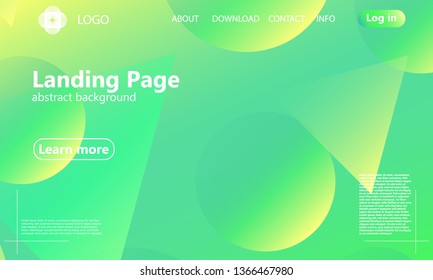 Landing page. Website template. Green abstract background. Web design landing page. Trendy gradient poster. Vector illustration.
