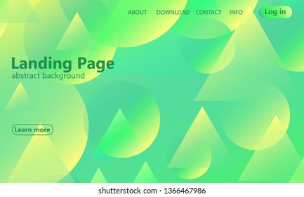 Landing page. Website template. Green abstract background. Web design landing page. Trendy gradient poster. Vector illustration.