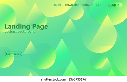 Landing page. Website template. Green abstract background. Web design landing page. Trendy gradient poster. Vector illustration.
