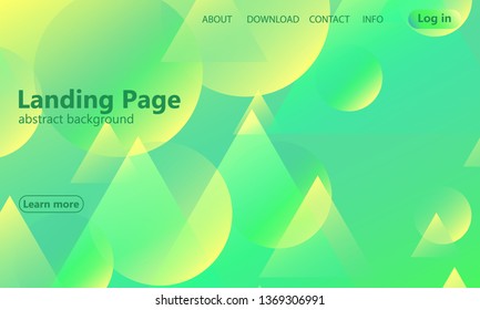 Landing page. Website template. Green abstract background. Web design landing page. Trendy gradient poster. Vector illustration.